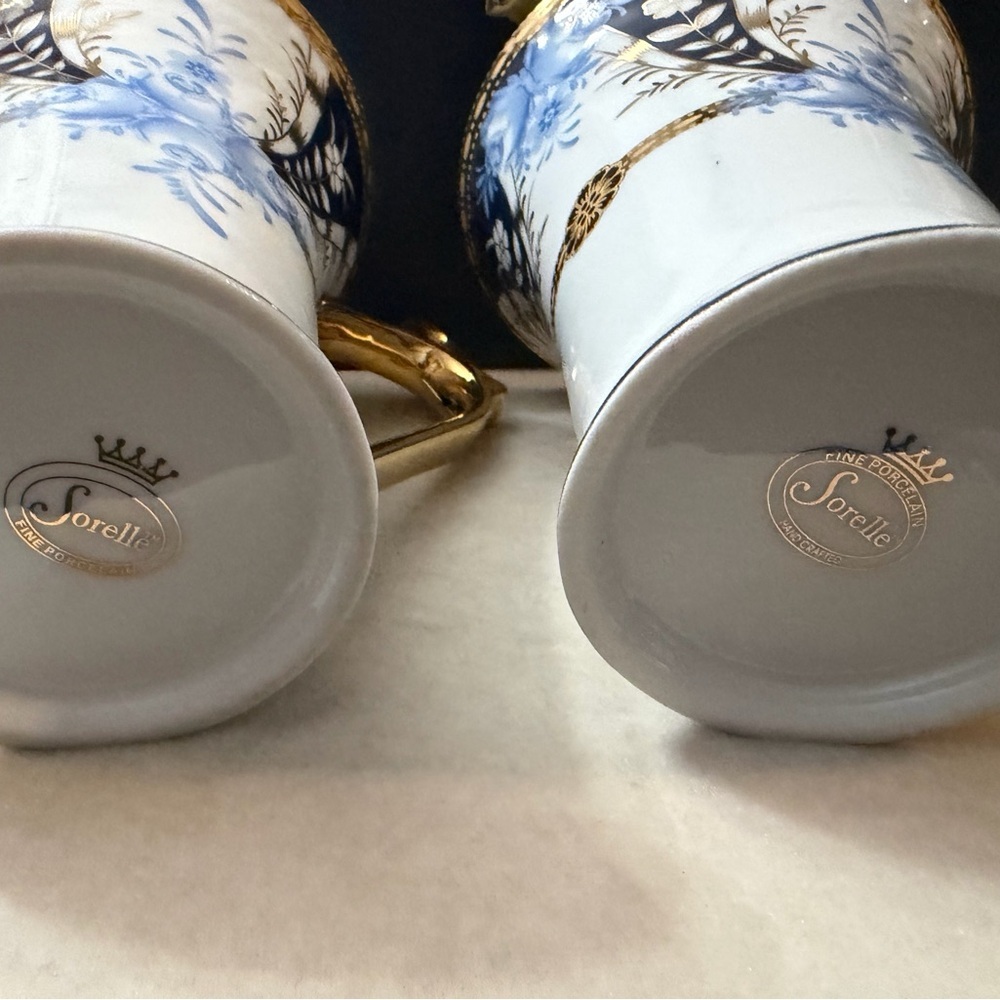 Sorelle Gold and Blue Porcelain Mugs - Picture 11 of 11